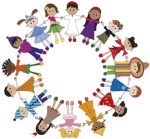 Children from diverse cultures holding hands in a circle.
