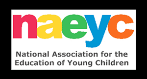 Logo of the National Association for the Education of Young Children with colorful letters.